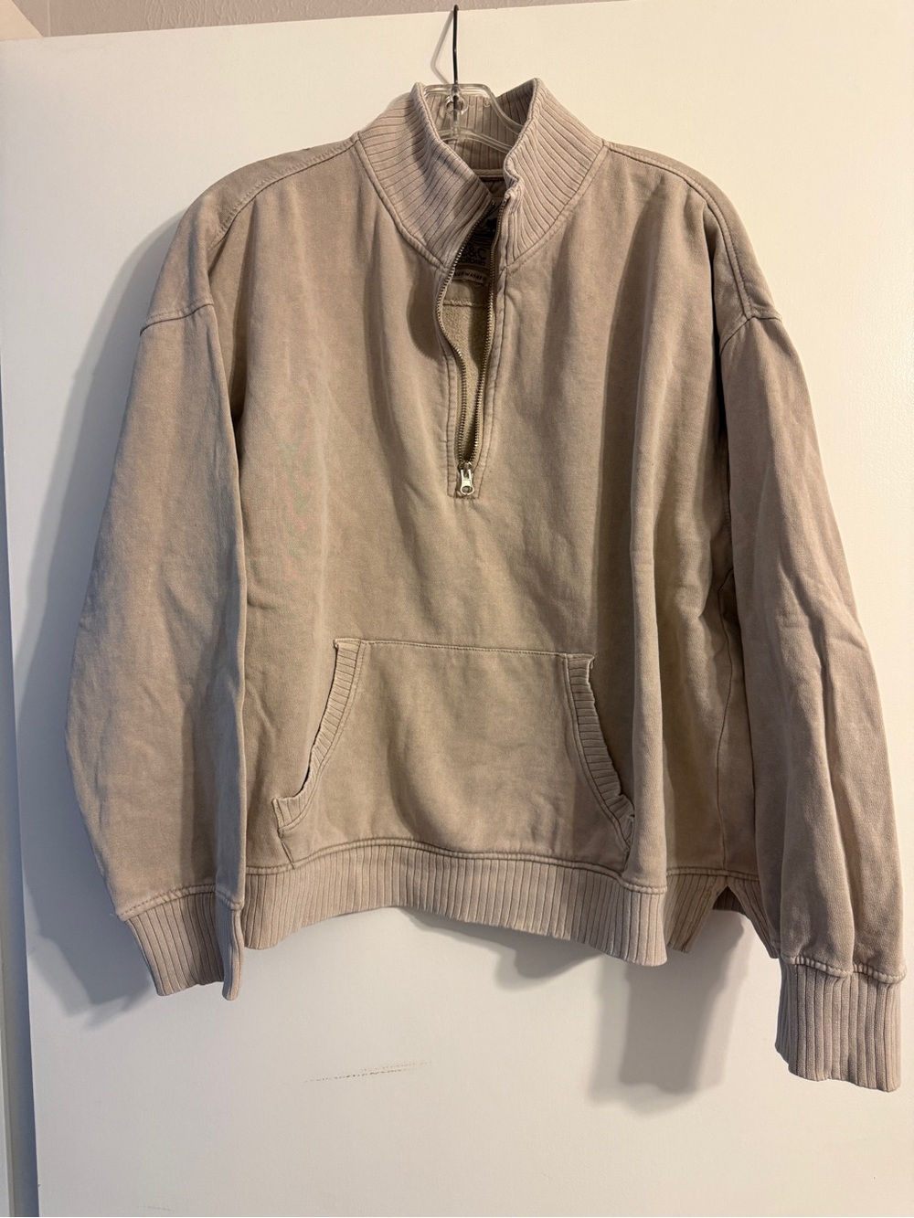 Half-Zip Pullover Sweatshirt - Beige
